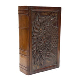 Like a Theorem Painting, 19th Century Hand-carved Book Shaped Box with Hand-carved Basket of Flowers