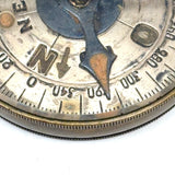 Fine Antique French Pocket Compass with Needle Lock and Rotating Arm, Working