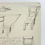 Seat Too Large, Seat Too Long, Lovely 19th Century Black Ink Perspective Drawing of a Chair