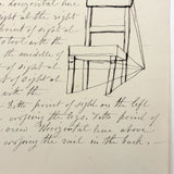 Seat Too Large, Seat Too Long, Lovely 19th Century Black Ink Perspective Drawing of a Chair