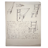 Seat Too Large, Seat Too Long, Lovely 19th Century Black Ink Perspective Drawing of a Chair