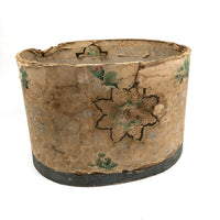 Mid 19th C. Wallpaper Collar Box with Newspaper Debate About Texas Statehood and Postal Rates