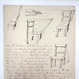 Seat Too Large, Seat Too Long, Lovely 19th Century Black Ink Perspective Drawing of a Chair