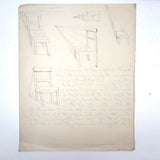 Seat Too Large, Seat Too Long, Lovely 19th Century Black Ink Perspective Drawing of a Chair