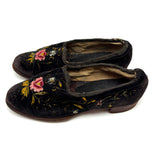 Embroidered Black Velvet Shoes, Floor Samples from Brooklyn Clothier
