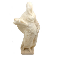 Grand Tour Carved Alabaster Statue of Veiled Lady with Book
