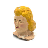 Blonde Beauty Folk Art Painted Papier Mache Head