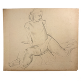 SOLD William L'Engle (1884-1957) Large Graphite Sketch of Martha Graham Dancer, c. 1930
