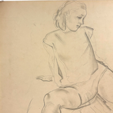 SOLD William L'Engle (1884-1957) Large Graphite Sketch of Martha Graham Dancer, c. 1930
