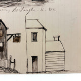 Trapeziums, Rectangles, Parallelograms, 19th Century Ink Perspective Study Drawing