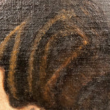 Striking Oil on Board Portrait of Woman in Profile with Blue Earring