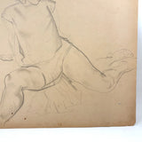 SOLD William L'Engle (1884-1957) Large Graphite Sketch of Martha Graham Dancer, c. 1930