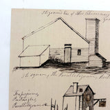 Trapeziums, Rectangles, Parallelograms, 19th Century Ink Perspective Study Drawing