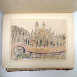 Charming Pair of 1959-1964 European Travel Sketchbooks Loaded with Mounted Colored Pencil Drawings