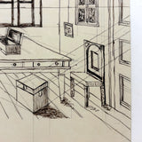 Point of Sight, Point of Distance, 19th Century Black Ink Perspective Drawing