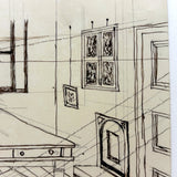 Point of Sight, Point of Distance, 19th Century Black Ink Perspective Drawing