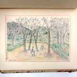 Charming Pair of 1959-1964 European Travel Sketchbooks Loaded with Mounted Colored Pencil Drawings