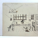 Point of Sight, Point of Distance, 19th Century Black Ink Perspective Drawing