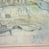 Charming Pair of 1959-1964 European Travel Sketchbooks Loaded with Mounted Colored Pencil Drawings