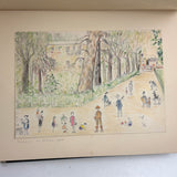 Charming Pair of 1959-1964 European Travel Sketchbooks Loaded with Mounted Colored Pencil Drawings