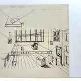 Point of Sight, Point of Distance, 19th Century Black Ink Perspective Drawing