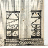 Geometry and Delight,  Marvelous c. 1870s-80s Folk Art Graphite Drawing of House with Hovering Bird