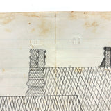 Geometry and Delight,  Marvelous c. 1870s-80s Folk Art Graphite Drawing of House with Hovering Bird