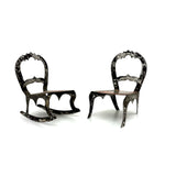 Antique Hand-cut Painted Tin Miniature Folk Art Chairs, with Sharp Teeth!