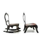 Antique Hand-cut Painted Tin Miniature Folk Art Chairs, with Sharp Teeth!
