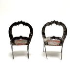 Antique Hand-cut Painted Tin Miniature Folk Art Chairs, with Sharp Teeth!
