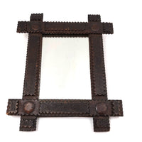 Nice Old Tramp Art Frame (with Mirror), Slide Opening