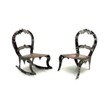Antique Hand-cut Painted Tin Miniature Folk Art Chairs, with Sharp Teeth!