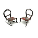 Antique Hand-cut Painted Tin Miniature Folk Art Chairs, with Sharp Teeth!