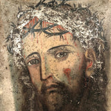 Christ with Crown of Thorns / Veronica's Veil, 19th C. Spanish Colonial Retablo on Tin