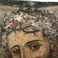 Christ with Crown of Thorns / Veronica's Veil, 19th C. Spanish Colonial Retablo on Tin