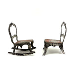 Antique Hand-cut Painted Tin Miniature Folk Art Chairs, with Sharp Teeth!