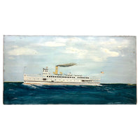 Captain John J. Ivory Large c. 1930-40s Folk Art Painting of the SS Martha’s Vineyard