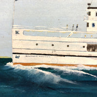 Captain John J. Ivory Large c. 1930-40s Folk Art Painting of the SS Martha’s Vineyard