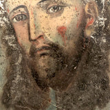 Christ with Crown of Thorns / Veronica's Veil, 19th C. Spanish Colonial Retablo on Tin