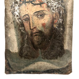 Christ with Crown of Thorns / Veronica's Veil, 19th C. Spanish Colonial Retablo on Tin