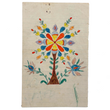 Exuberant Flowers, Radiating Hearts, Late 19th Century Pennsylvania Folk Art Crayon Drawing in Period Frame, As Found
