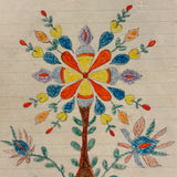 Exuberant Flowers, Radiating Hearts, Late 19th Century Pennsylvania Folk Art Crayon Drawing in Period Frame, As Found
