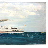 Captain John J. Ivory Large c. 1930-40s Folk Art Painting of the SS Martha’s Vineyard
