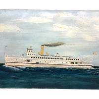 Captain John J. Ivory Large c. 1930-40s Folk Art Painting of the SS Martha’s Vineyard