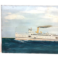 Captain John J. Ivory Large c. 1930-40s Folk Art Painting of the SS Martha’s Vineyard