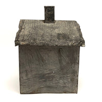 Old Folk Art Tin House with Door Ajar and Great Surface