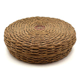 C. Early 20th Century Wabanaki Sweet Grass and Dyed Splint Sewing Basket with Unusually Dominant Braiding