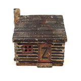 Antique Cast Iron Log Cabin Still Bank in Original Paint
