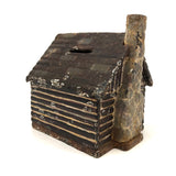 Antique Cast Iron Log Cabin Still Bank in Original Paint
