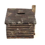 Antique Cast Iron Log Cabin Still Bank in Original Paint